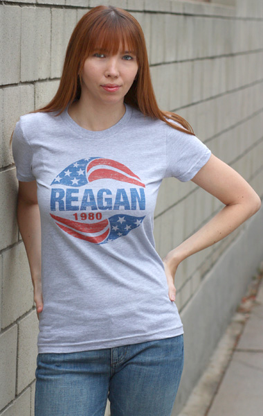 Ronald Reagan 1980 Presidential Campaign T-Shirt - Womens (Model: Andrea Mekshes)