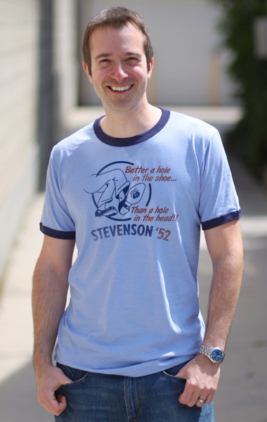 Adlai
Stevenson 'Hole in the Shoe' 1952 Presidential Campaign T-Shirt - Unisex