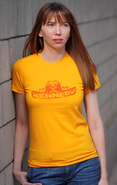 John F.
Kennedy 'Viva Kennedy' 1960 Presidential Campaign T-Shirt - Womens (Model: Andrea Mekshes)